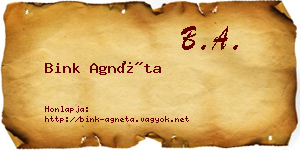 Bink Agnéta névjegykártya